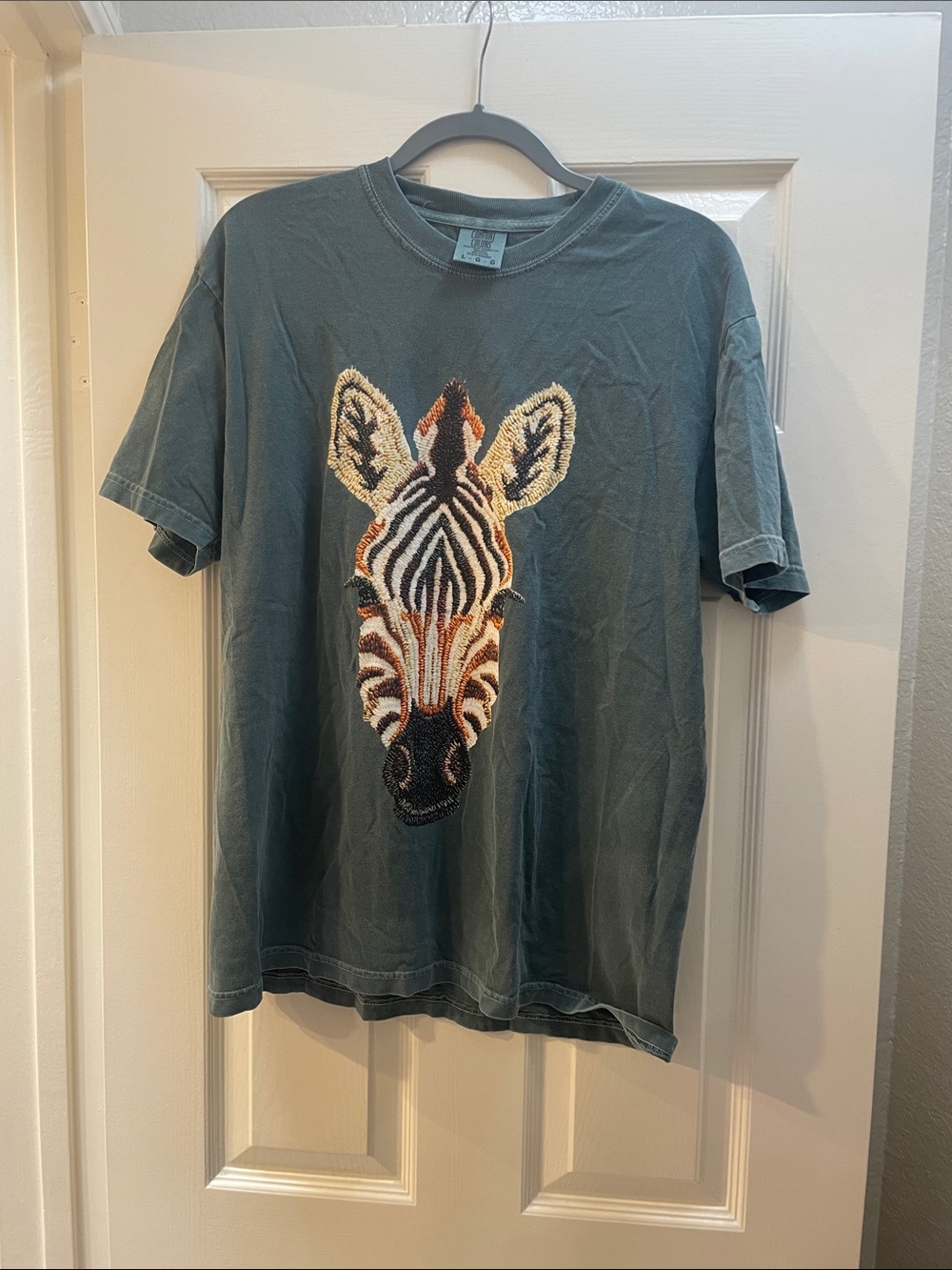 Green Zebra Appliqué T‑Shirt